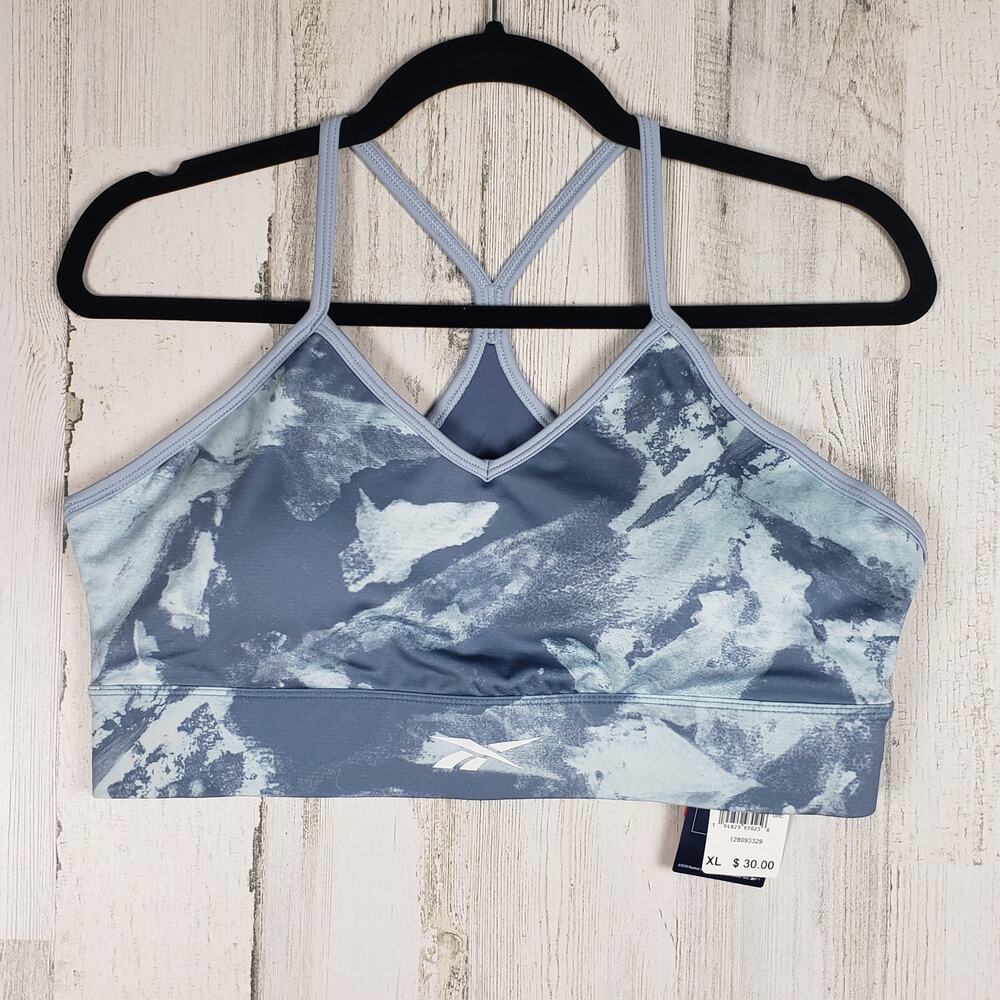 NWT Reebok Blue Slate Racerback Speedwick Open Back Sports Bra Women's Size XL